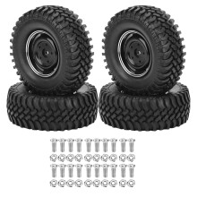RC Rock Crawler Tires Set2.2Inch Beadlock Wheels Deep Treads Aggressive Off Road Design High Wear Resistance Wide Footprint Stability Aluminum
