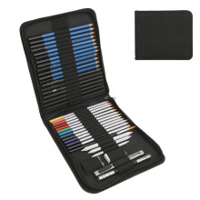 Crafting Kit For Kids And Adults, High Quality Sketching Set With Coloring Book Metallic Charcoal Soft Core Pencils And Blending Tools In Travel