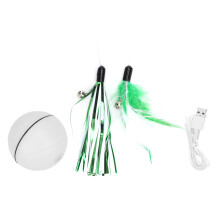 Obstacle Avoidance Led Cat Toy Automatic Rolling With Feathers Rechargeable Self Play Toy For Cats Usb Charging Interactive Cat Toys