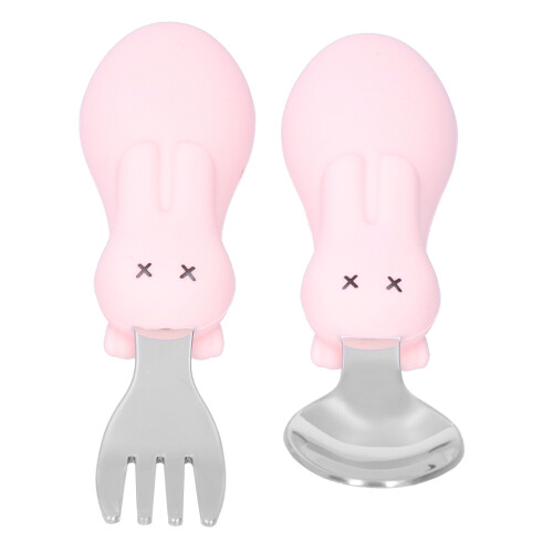 Pink Toddler Fork & Spoon Set Stainless Steel