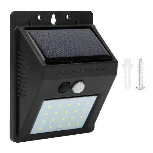 Solar Sensor Wall Lamp 20LED Black, 1200mAh, 9.5cm x 12.2cm 1
