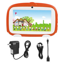 Dual Camera System Kids Tablet with Case Eye Protection Screen WiFi Enabled Android Operating System for Early Childhood Development (Orange)