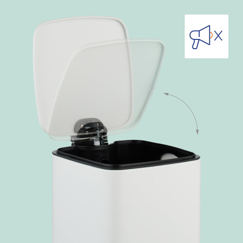 Quadratischer Treteimer 8L mit Soft-Close-Deckel und Müllbeutel