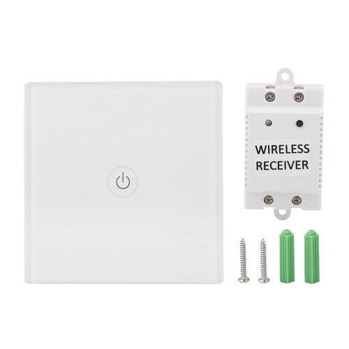 Interruttore touch intelligente WiFi con funzione timer remoto RF e supporto per comandi vocali. Compatibile con Alexa e Google Assistant.