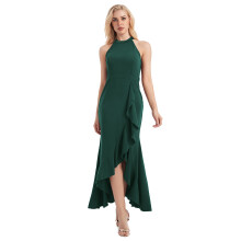 Wrap Waist Formal Evening Dress For Women Elegant Cocktail Party Gown With High Neck Design Mermaid Hem And Stretchy Comfortable Fabric Suitable For
