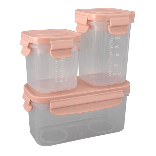 3Pcs Baby Food Storage Jars Set, 500ml/300ml/200ml, Stackable Plastic Containers