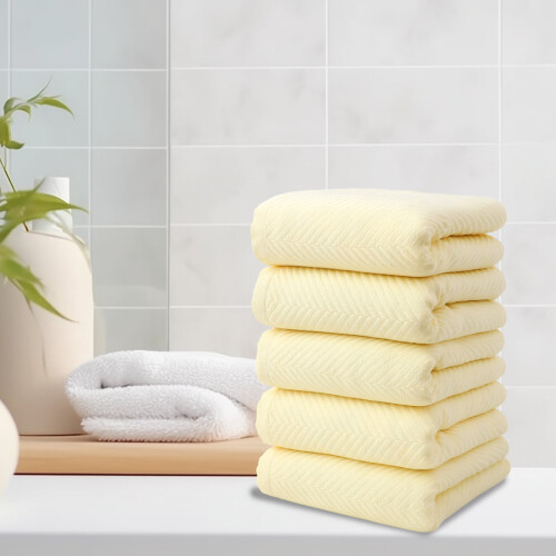 Turkish Cotton Bath Towel Set Yellow 5 Piece 2