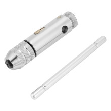 Porte-taraud réversible, en acier allié de haute qualité, chromé, poignées antidérapantes en acier inoxydable, anticorrosion, amovible.