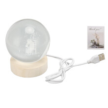 Romantic Atmosphere Creation Projection LED Light Clear Refractive Effect High Quality Crystal Glass Rotating Music Box Base Natural Wooden Base for