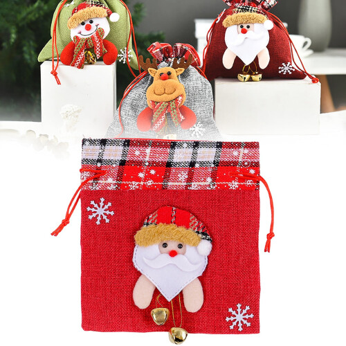 Sacs cadeaux de Noël réutilisables avec cordon de serrage (lot de 12) 1