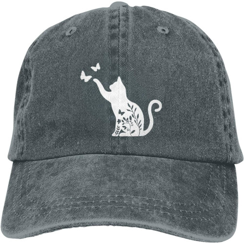 Blommig katt basebollkeps – justerbar unisexhatt 1