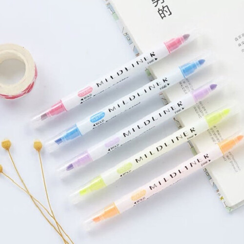 12 Double-Tip Highlighters (Fine & Chisel) in Assorted Colors – Compatible with Journaling 2
