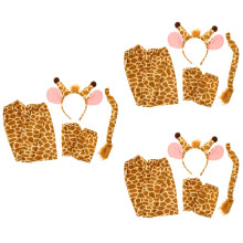 3Sets Multi Color Furry Animal Tail and Ear Headband Costume Set