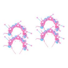 4Sets DIY Plush Pink Hairbands Material for Women Decorative Headwear