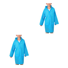2Pcs Kids Blue Waterproof Rain Poncho Hooded for Camping Hiking Travel