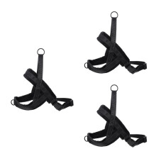 3Pcs Comfortable Black Nylon Dog Harness Pet Vest with Traction Loop