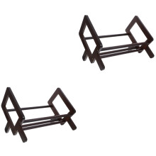 2Pcs Portable Bamboo Book Stand Desktop Reading Holder Brown