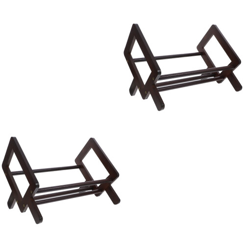 2Pcs Portable Bamboo Book Stand Desktop Reading Holder Brown