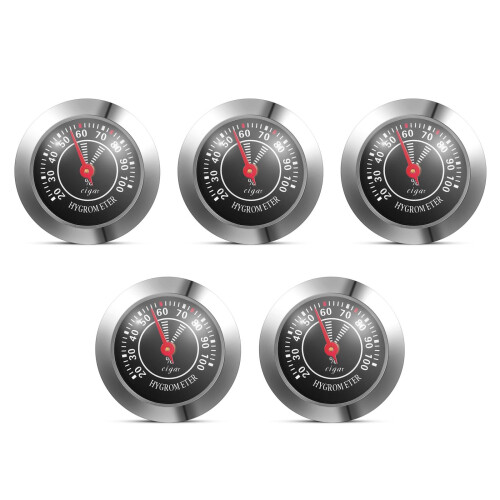 5Pcs Compact Mechanical Round Hygrometer for Cigar Box and Violin Case