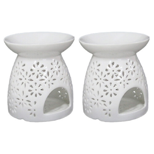 2Stk Keramik Duftlampe Teelichthalter Vase Mit Weiß 2
