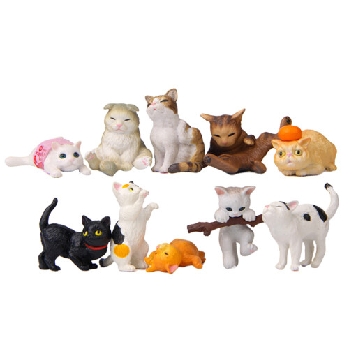 2Sets Farbige Katzenfiguren Mit Liebevollem Design 1