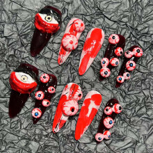 (XS) Dunkle Punk Nagelset mit 3D Augen