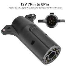 12V 7Pin to 6Pin Trailer Car Adapter Black Durable Waterproof Smart Connection