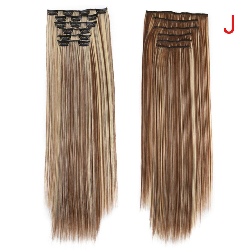 Penghui-Toys Unisex (J) Long Straight Hair Extension Wigs Clip In Straight Hair Extensions For Girls Daily Use Hair Styling