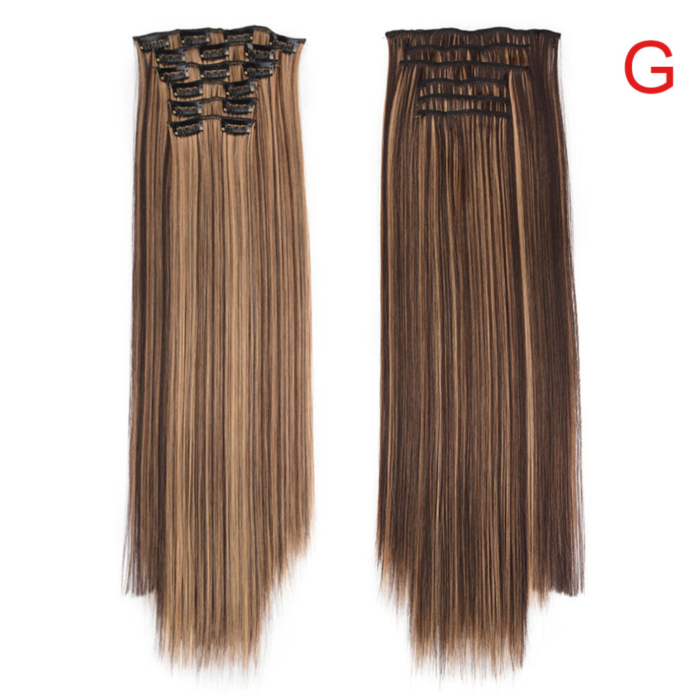 Penghui-Toys Unisex (G) Long Straight Hair Extension Wigs Clip In Straight Hair Extensions For Girls Daily Use Hair Styling