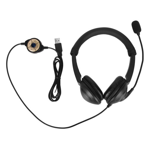 Clear Voice Pickup Headset With Environmental Noise Cancellation And Intuitive Controls Integrated Volume Control And Microphone Mute Function USB