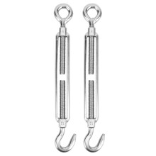 Adjustable Length Turnbuckle Hook Eye Stainless Steel M12, Heavy Duty Wire Rope Tension Weatherproof Corrosion Resistance Detachable Reusable Easy To