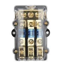 Circuit Protection Fuse Distribution Block3Way HiFi Audio System Copper Alloy Material Auto Disconnect Function Power Cord Connection High