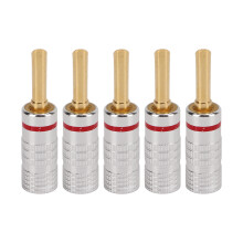 Fiches bananes anticorrosion, type fermé, en cuivre plaqué or, conception à double vis, connecteurs audio crantés, connexion ferme pour
