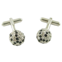 Black and Clear Crystals Globe Cufflinks