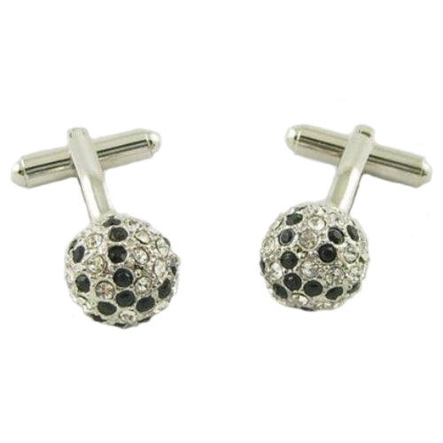 Black and Clear Crystals Globe Cufflinks