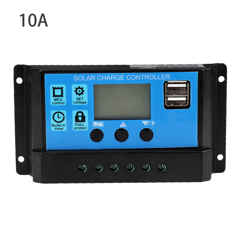 Auto Solar Controller With Lcd Display Solar Controller12v24v Pwm Controller Solar Charge Controller Adjustable Parameter Timer Setting Overcurrent 9557311575754