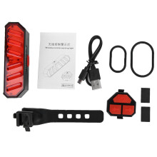 Lumină de bicicletă cu semnalizatoare, reîncărcabilă, telecomandă wireless, impermeabilă, încărcare USB, 6 moduri de lumină, LED roșie,