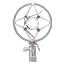 Premium Metal Shock Mount for Condenser Microphones Anti-Vibration Mounting System with Foam Insert and Locking Knob for Home Studio and Broadcasting