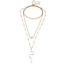 Collana ipoallergenica a laccio da donna, con pendente dorato, gioiello di tendenza, catena regolabile, design pre-stratificato, elegante accessorio