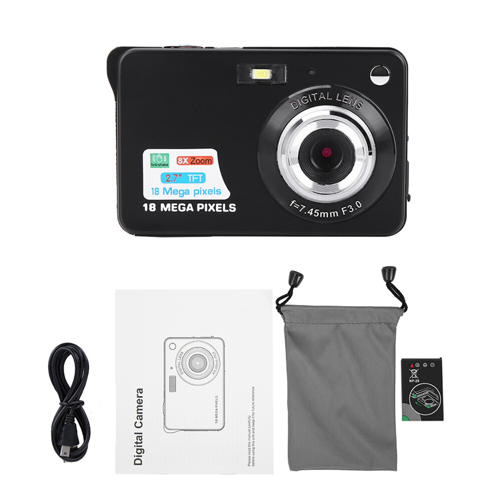 Digital Camera Compact Face Detection Digital Zoom Lcd Display2.7inch Hd Photo And Video Rechargeable Battery Anti-Shake Smile Capture Compact And 9448483737173
