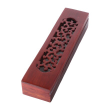 Wooden Incense Stick Holder Ash Catcher, Coffin Style Incense Burner Hollow Carved Design Bamboo Material Handmade Craftsmanship Decorative Incense