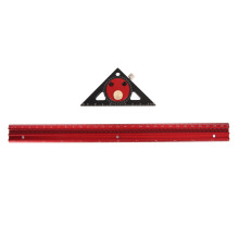 Red Office Ruler With Photo Anodizing Process Aluminum Alloy Measuring Tool Lightweight Corrosion Resistant Beveled Edges Precise Measurements