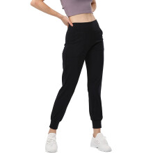 Calça jogger feminina macia e elástica, leve e respirável, ideal para exercícios, com bolsos laterais profundos e cintura alta elástica com