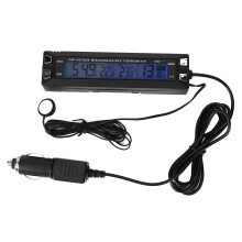 Voltage Meter Monitor With Adjustable Backlight Car Auto Thermometer Featuring Icing Alert LCD Digital Display Alarm Function Temperature Voltmeter