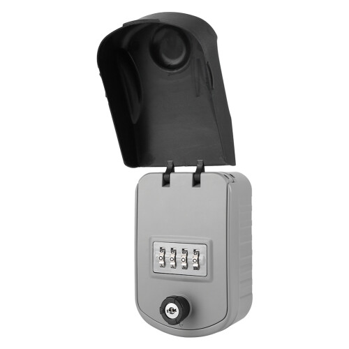 Key Storage Lockbox Waterproof Four Digit Combination Resettable Code Sturdy Aluminum Alloy Key Lock Box Ultra Security Wall Mountable With 1