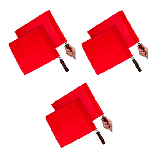 6Pcs Lightweight Red Referee Flags Handheld Signal Flags for Matches