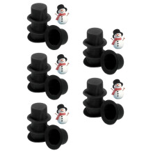 20Pcs Mini Snowman Hats Black Cloth Small Top Hats for Craft Decor