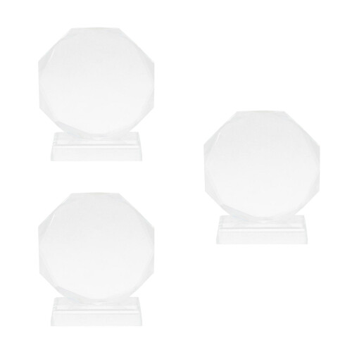 3Pcs Transparent Crystal Trophy Award Prize Accessory