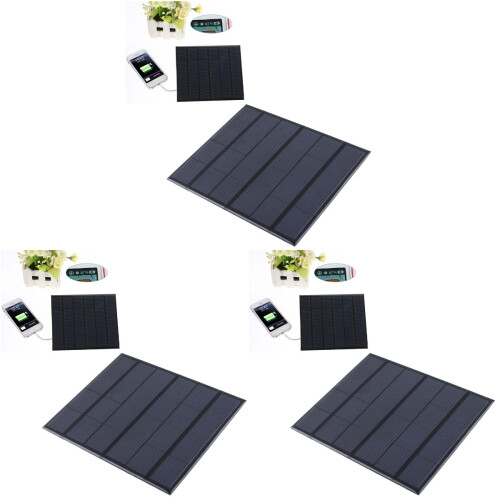 3Pcs Black Solar Panel USB Charger Fast Charging Weatherproof Design