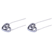 2Pcs Durable Stainless Steel Double Heart Urn Necklace Silver Pendant